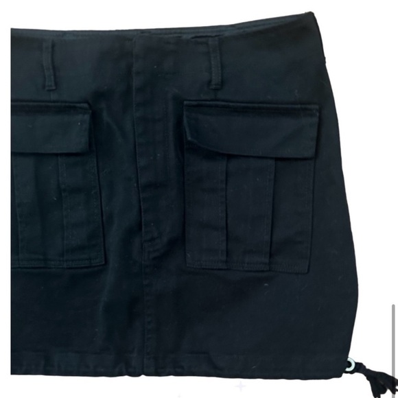 Zara Woman Cargo Mini Short Side Tie-Up Skirt, Black, Size L - Picture 4 of 11